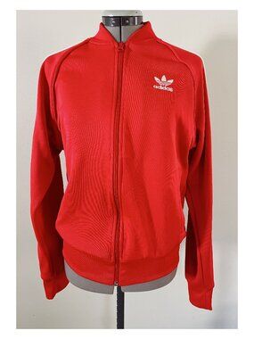 Adidas Firebird Sz S Red and White Classic 3 Stripe Track Jacket